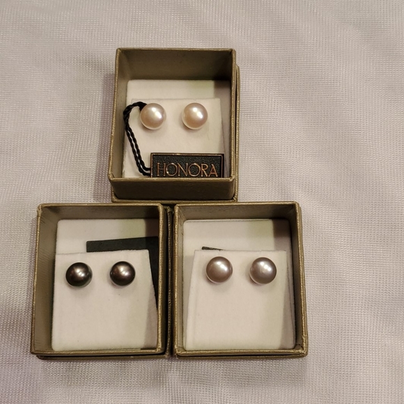 Set of 3 button earrings - Picture 1 of 4